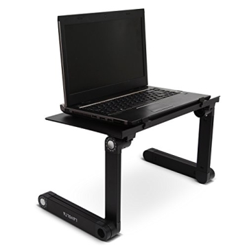 Lavolta Ergonomisch Notebook Laptop Ständer Tisch Bett Frühstück Tablett - Ausklappbare Ebenen - Aluminium - Schwarz - 2